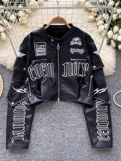 Surat Jaket Kulit Gaya Punk Cetak