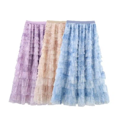 Gradien Tulle Printed Multi - Rok Kek Layer